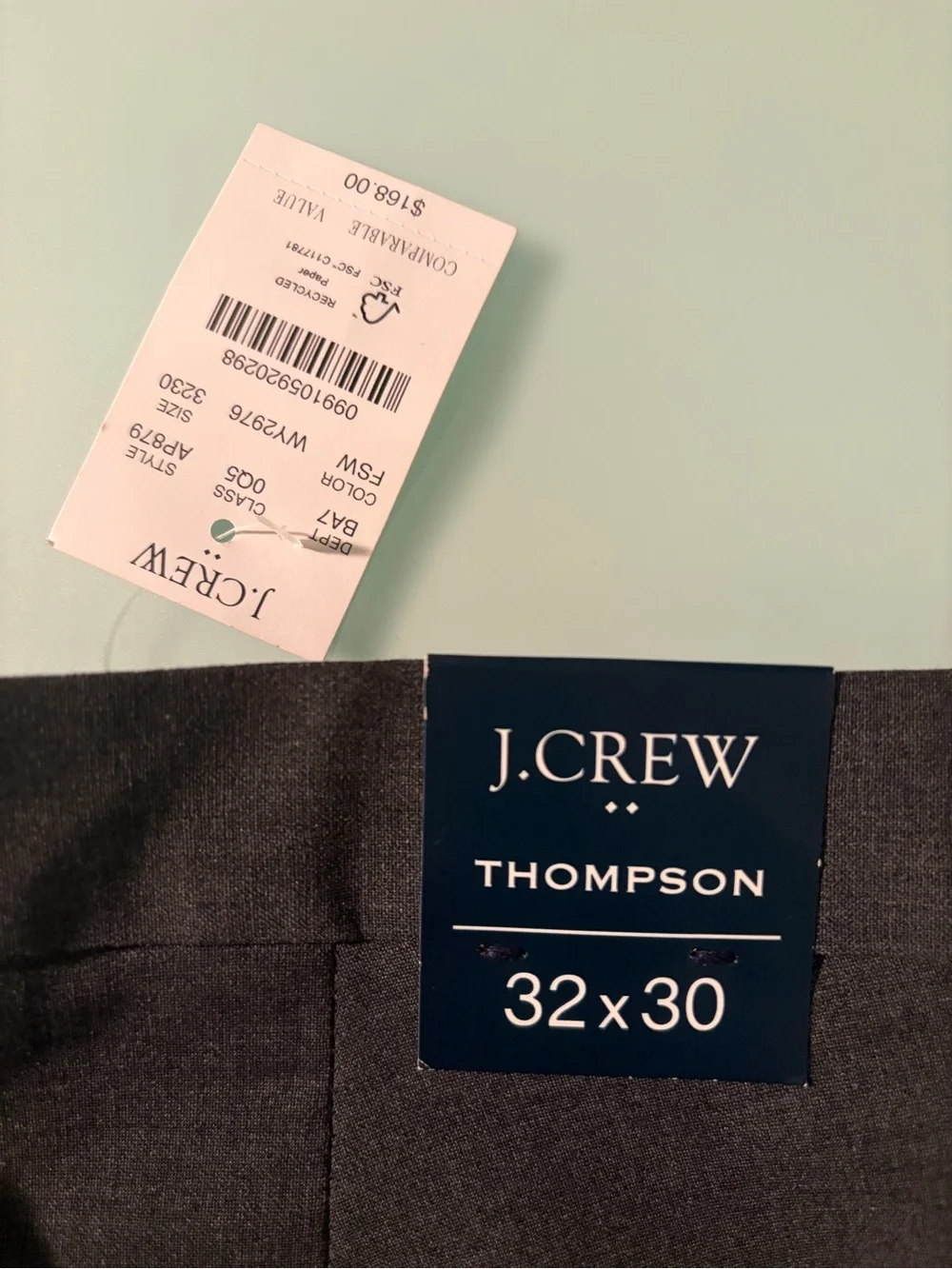 J.Crew Thompson Men's Dress Pants in Charcoal Gray
